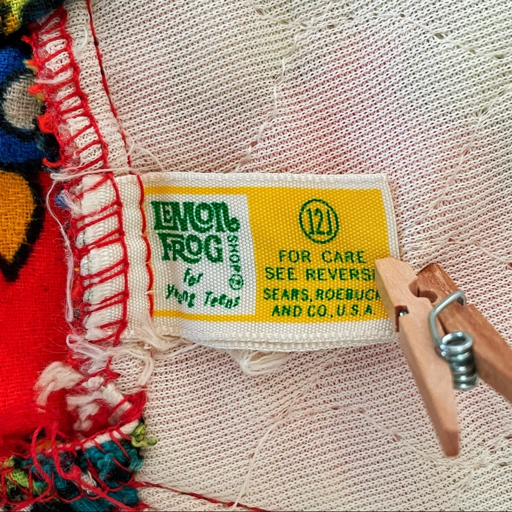 1970s Lemon Frog Bark Cloth Tankini Swim Set - Picture 10 of 11